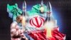 Мъж минава покрай пропаганден постер в Техеран, изобразяващ изстрелване на ракети от територията на Иран на фона на иранското знаме, 15 април 2024 г.