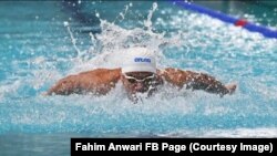 فهیم انوری شناگر افغان در بازی های آسیایی چین ( تصویر از صفحه فیسبوک فهیم انوری ) 