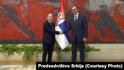 Predsednik Srbije Aleksandar Vučič i kineski ambasador u Srbiji Li Ming, septembar 2023.