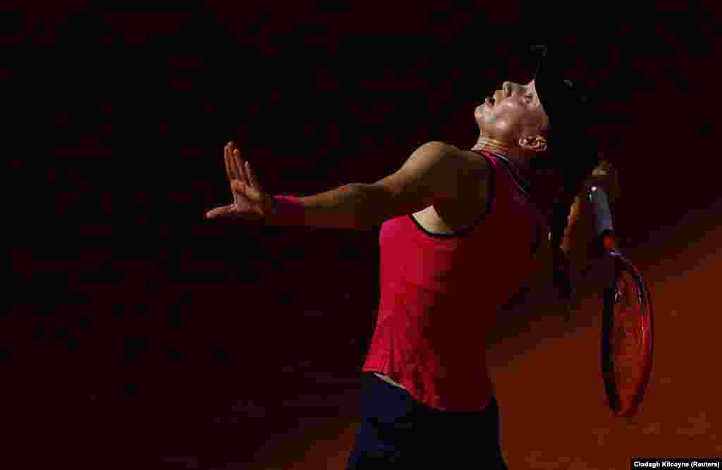 Kazakhstan&#39;s Elena Rybakina in action during her first-round match against the Czech Republic&#39;s Brenda Fruhvirtova at the French Open in Paris.&nbsp;