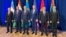 U.S. President Joe Biden (third right) meets with Uzbek President Shavkat Mirziyoev (far left), Tajik President Emomali Rahmon (second left), Kazakh President Qasym-Zhomart Toqaev (third left), Kyrgyz President Sadyr Japarov (second right), and Turkmen President Serdar Berdymukhammedov in New York on September 19. 