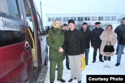 Seeing Aleksandr Tutrinov off as he entered the Russian Army in 2019.