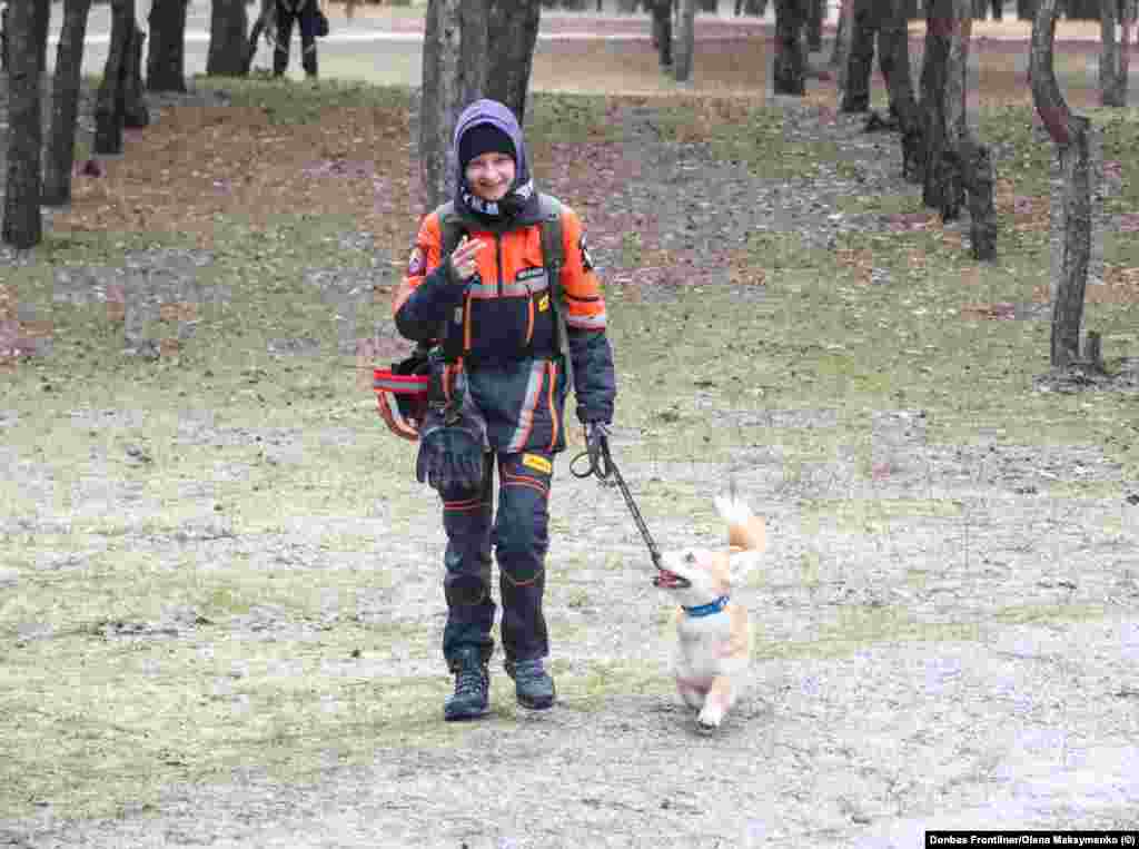 Maria Romanova, pictured here with her corgi Elton, is the youngest member of the Antares team at 17. Her brother serves as a Ukrainian soldier.&nbsp; &quot;Until recently, we did not take young people on difficult missions,&quot; Borysenko said, &quot;but the rush [of the Russian invasion] left us no choice, and if a 17-year-old girl can do something that millions of adults can&#39;t, then she is needed now.&quot;&nbsp; &nbsp;