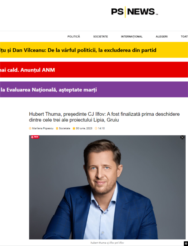 Articol despre CJ Ilfov pe site-ul psnews.ro