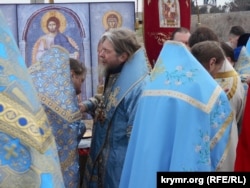 Богослужение во главе с митрополитом РПЦ Тихоном в Херсонесе. Севастополь, 15 февраля 2024 года
