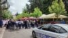 Kosovo: Protesters blocking a Kosovo Police car in Zvecan