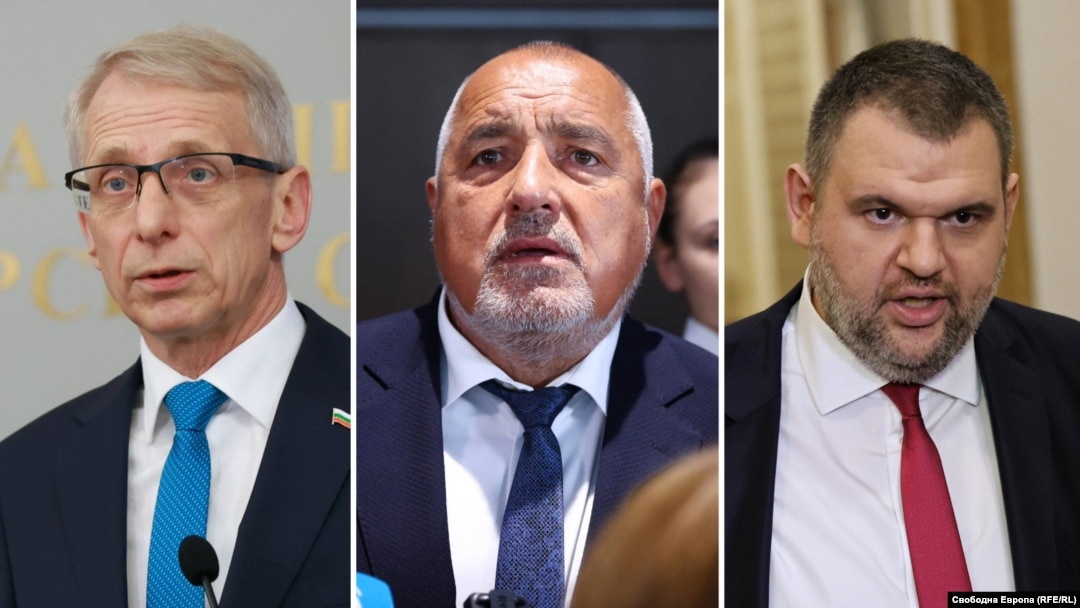 From left: Bulgarian Prime Minister Nikolay Denkov, GERB leader Boyko Borisov, and Peevski (combo photo)