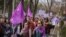 Mostly peaceful marches demanding rights for women have been held in the Kyrgyz capital on March 8 for several years.