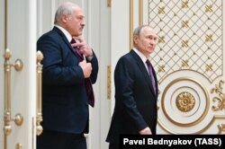 Аляксандар Лукашэнка і Ўладзімір Пуцін. Менск, сьнежань 2022