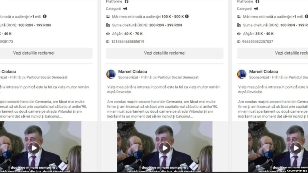Romania: Marcel Ciolacu paid advertisment
