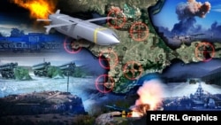 Карта військових об'єктів Криму та ракетна атака ЗСУ. Колаж