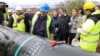 Serbian Energy Minister Dubravka Djedovic Handanovic (second from right) and EU Ambassador to Serbia Emanuele Giofre (third from right) visit the site of a planned Serbia-Bulgaria gas interconnector earlier this year. 