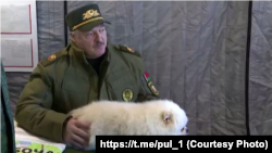 Аляксандар Лукашэнкі на вайсковым палігоне каля мяжы зь Літвойю. 26 сакавіка 2024