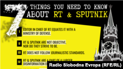 "Sedam stvari koje treba znati o RT i Sputniku", sa Internet stranice projekta EUvsDisinfo posvećenog suzbijanju dezinformacija.
