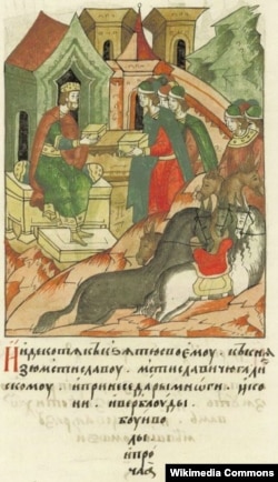 Половецький князь Котян у Мстислава Удатного, мініатюра ХVІ століття