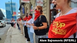 Protest protiv femicida u Sarajevu 8. avgusta 2023. nakon ubistva u Gradačcu