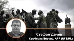 Колаж със снимки на Паметника на съветската армия в София и автора Стефан Дечев