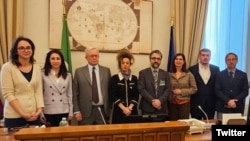مسیح علی‌نژاد و حامد اسماعیلیون در جمع اعضای کمیته روابط خارجی پارلمان ایتالیا