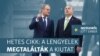 Donald Tusk lengyel miniszterelnök és Orbán Viktor magyar kormányfő az IAEA nukleárisenergia-csúcstalálkozón Brüsszelben 2024. március 21-én.