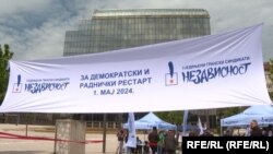 Slogan protesta u Beogradu je "Za demokratski i radnički restart", 1. maj 2024.