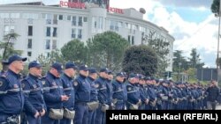 Policët gjatë protestës së opozitës shqiptare në Tirane. 3 mars 2023.