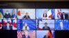 Лидеры стран G7 на мониторе во время видеоконференции с президентом Украины Владимиром Зеленским. Украина, 6 декабря 2023 года