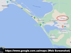 Село Лесновка Сакского района на Гугл-карте, Крым, 4 мая 2023 года