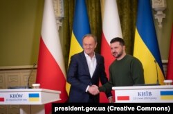 Дональд Туск и Владимир Зеленский на пресс-конференции в Киеве. 22 января 2024 года