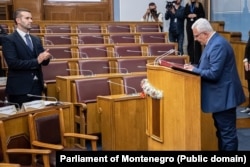 Premijer Milojko Spajić i predsjednik Skupštine Andrija Mandić u parlamentu