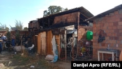 The house in Novi Sad where the fire broke out, killing six people, including four children.