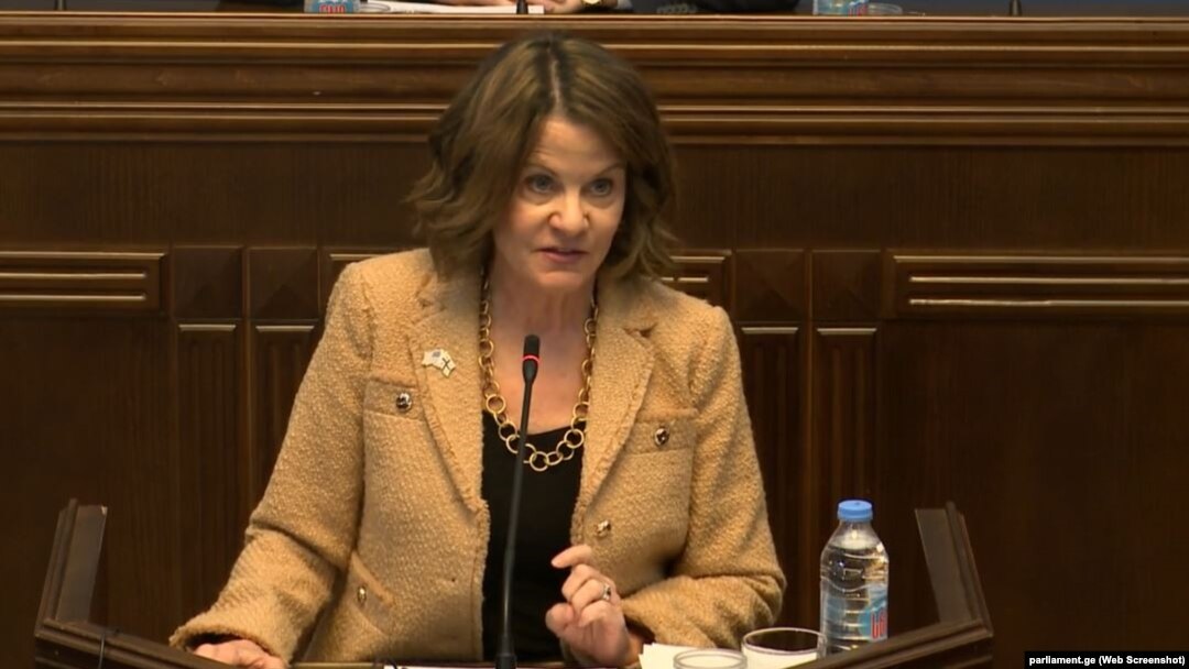 28 თებერვალი, 2024 წელი. აშშ-ის ელჩი რობინ დანიგანი საქართველოს პარლამენტის საგარეო ურთიერთობათა კომიტეტის სხდომაზე