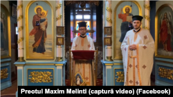 Parohul bisericii „Acoperământul Maicii Domnului” din Ghidighici, Maxim Melinti (centru), anunță trecerea bisericii din sat la Mitropolia Basarabiei, 10 decembrie.