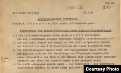 Один из допросов Н.Е. Тарасова в немецком плену. Источник: 1942 г. Бундесархив Фрайбург