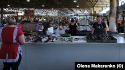 A fish counter at the Pyvoz market earlier this month