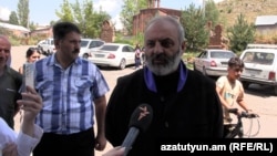 Armenian Archbishop and protest leader Bagrat Galstanian meets residents during his tour of the north of the country.