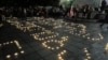 Georgians gather in Tbilisi on May 4 for an Easter vigil, with many shouting, "No to the Russian law."