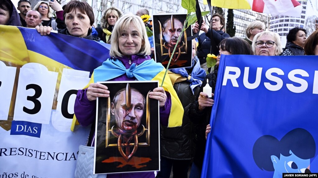 Під час акції у столиці Іспанії на підтримку України в другу річницю масштабного вторгнення Росії на українські території. Мадрид, 24 лютого 2024 року