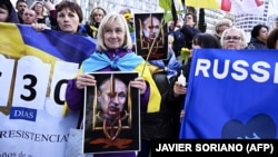 Во время акции в столице Испании в поддержку Украины во вторую годовщину масштабного вторжения России на украинские территории. Мадрид, 24 февраля 2024 года