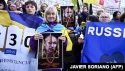 Акция в столице Испании в поддержку Украины во вторую годовщину полномасштабного вторжения России. Мадрид, 24 февраля 2024 года