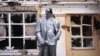 RUSSIA – A battle-damaged monument to Vladimir Lenin on the central square in Sudzha, Kursk region, Russia, on August 16, 2024 