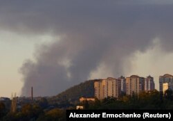 Дым в направлении Авдеевки – вид из оккупированного Донецка, 11 октября 2023 года