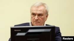 The former head of the Serbian Interior Ministry's State Security Service, Jovica Stanisic, appears in court at The Hague on May 31. 