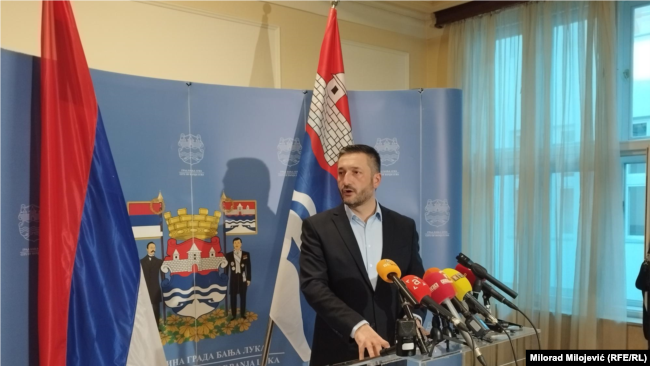 Ljubo Ninković, predsjednik Skupštine grada Banja Luka na konferenciji za novinare, 4. januara 2024. u Banjaluci.