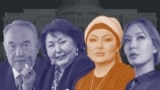 Collage. Former president of Kazakhstan Nursultan Nazarbayev and his official and unofficial wives