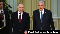 Қазақстан басшысы Қасым-Жомарт Тоқаев және Ресей президенті Владимир Путин. Астана, 9 қараша 2023 жыл. 