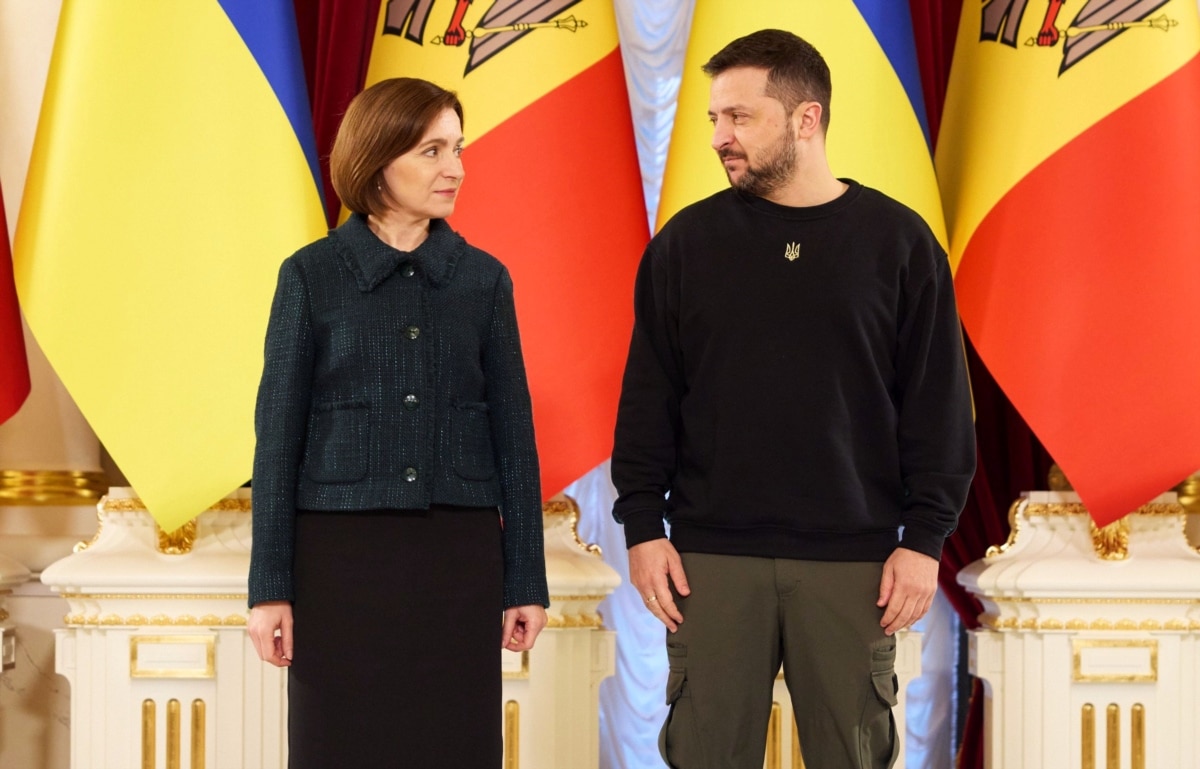 Ukrainian President Volodymyr Zelensky and Moldovan President Maia Sandu. Kyiv, November 21, 2023. Ukraine and Moldova are opening EU negotiating clusters simultaneously.