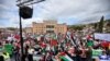 Sarajevo, Bosnia-Herzegovina, An informal group of citizens in the Bosnian capital of Sarajevo at a rally of support for the people of Gaza Strip and the West Ban., 22 October, 2023.