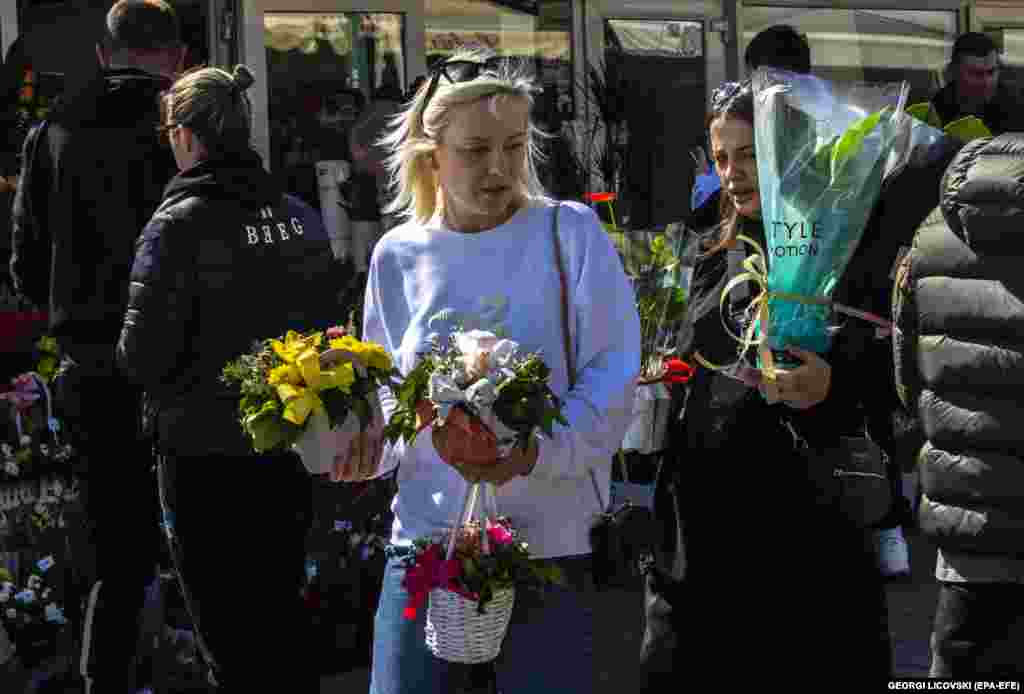 In Skopje in North Macedonia, many people were seen purchasing flowers to mark the occasion.&nbsp;