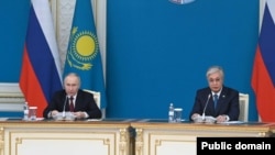 Ресей президенті Владимир Путин және Қазақстан президенті Қасым-Жомарт Тоқаев. Астана, 9 қараша, 2023 жыл.