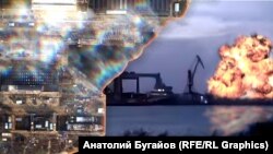 Атака на судостроительный завод «Залив» в Керчи. Иллюстративный коллаж